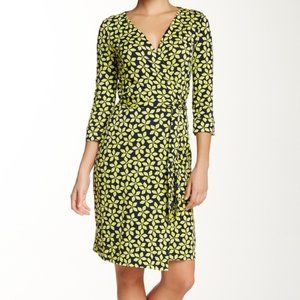 Diane Von Furstenberg Silk Wrap Dress Size 8 Julian Two Blue Lime DVF New NWT